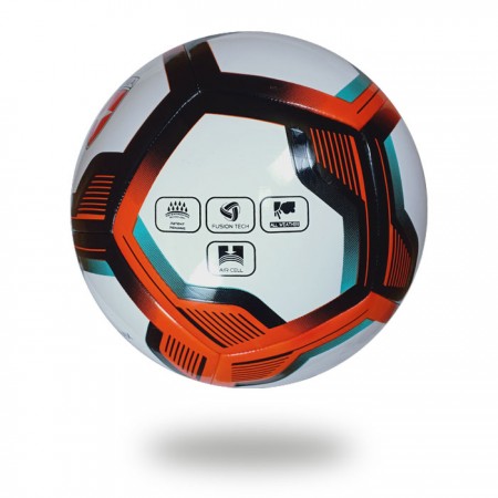 Ultimax 3D | hot red and black pentagon design on white football which background is also white